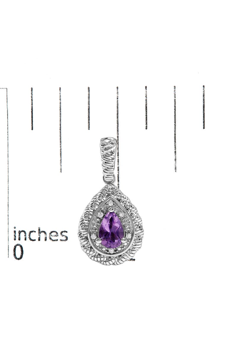 Sterling Silver Pear Cut Amethyst and Diamond Accent Teardrop Drop Earrings, Alternate, color, Silver