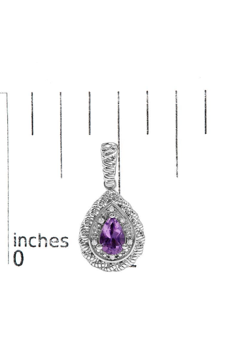Haus of Brilliance Sterling Silver Pear Cut Amethyst and Diamond Accent Teardrop Drop Earrings, Alternate, color, Silver