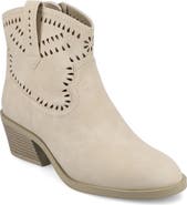Journee Collection Eyelet Block Heel Bootie