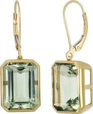 Bony Levy Emerald Cut Prasiolite Drop Earrings