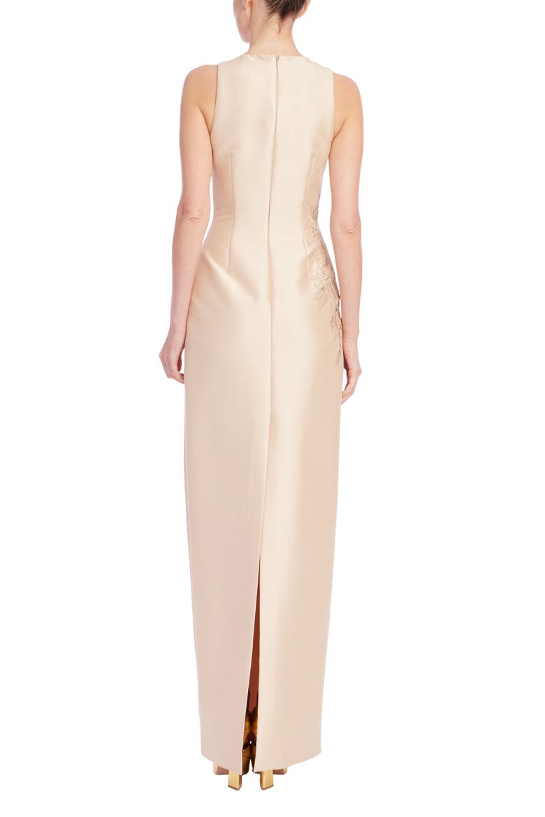 Floral Embroidered Column Gown, Alternate, color, CHAMPAGNE