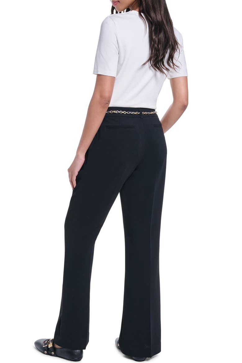 Chain Belt Straight Leg Career Pants, Alternate, color, BLACK