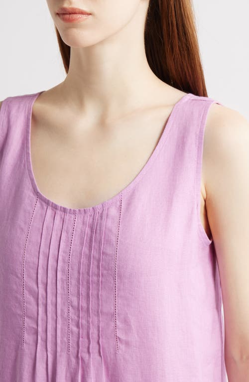 Eileen Fisher Pintuck Sleeveless Organic Linen Dress In French Lilac