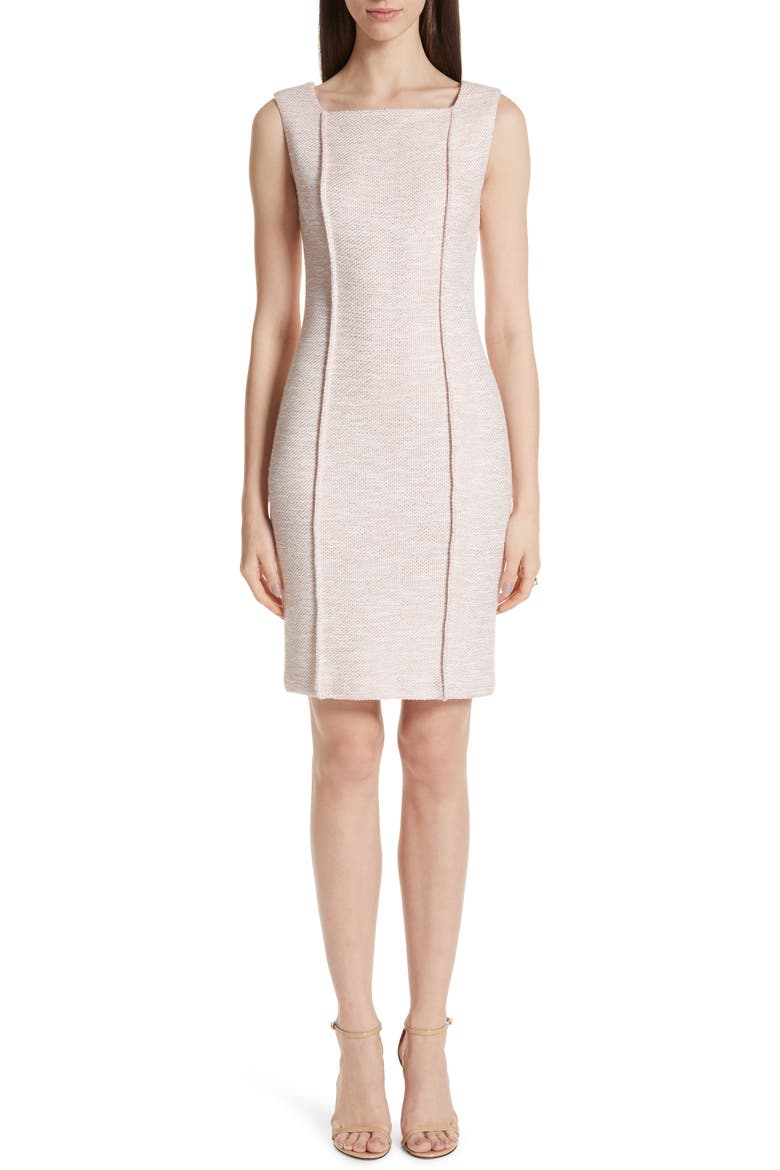 Belinda Knit Square Neck Dress, Main, color, WHITE/ CORAL MULTI