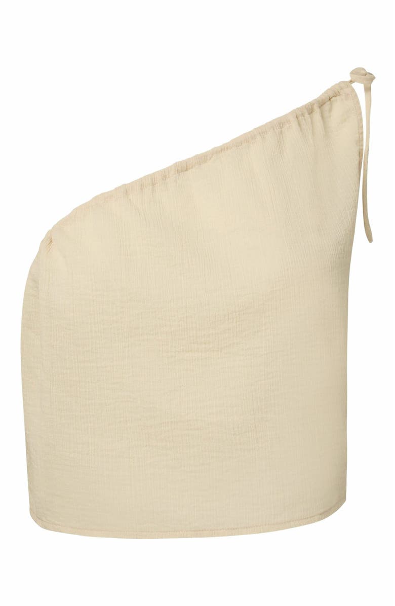 Onia Crinkle Gauze One-shoulder Top, Alternate, color, Egret