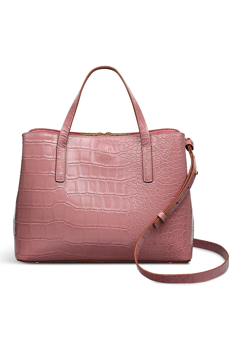 Radley Dukes Place - Faux Croc Medium Ziptop Satchel Bag, Main, color, French Rose