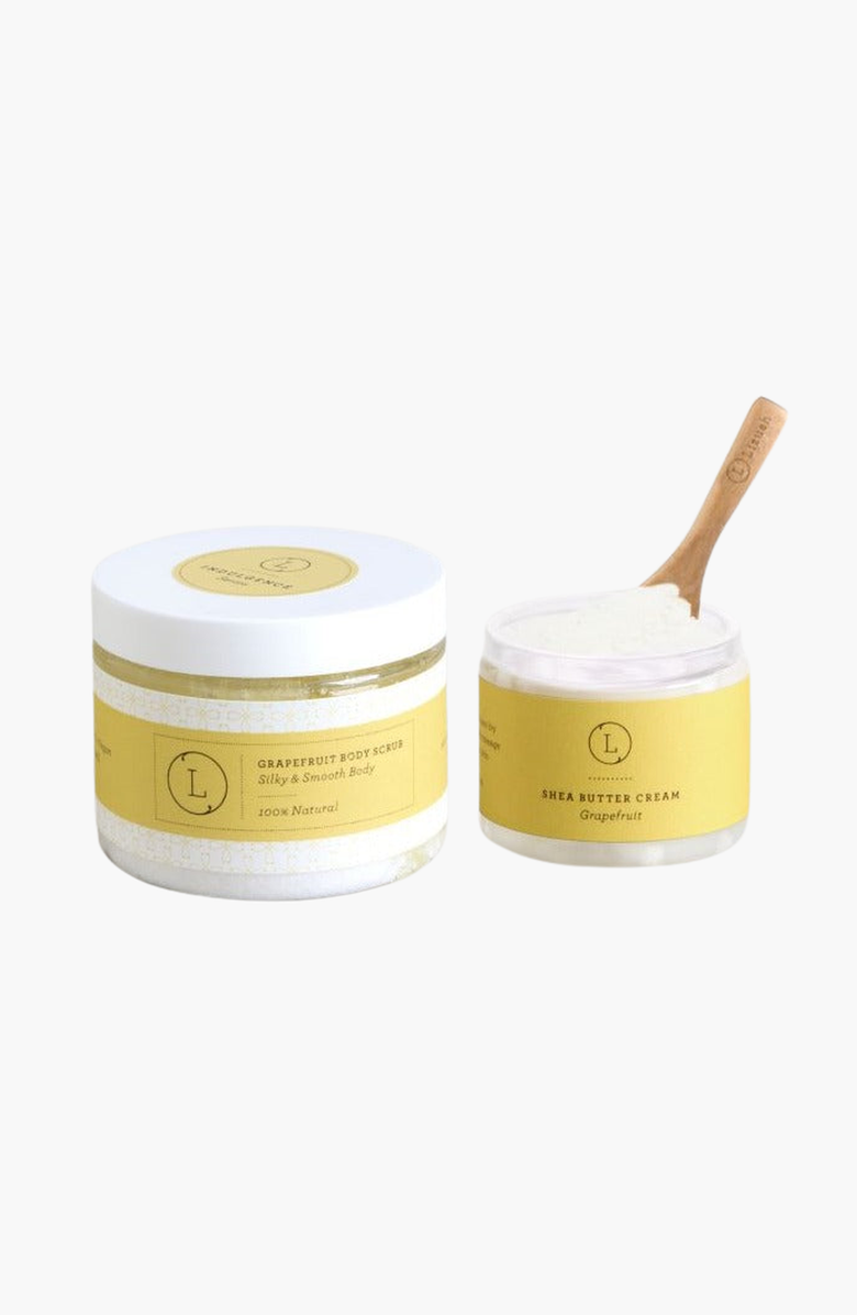 Lizush Reviving Set with Grapefruit Shea Butter and Body Scrub, Main, color, Grapefruit