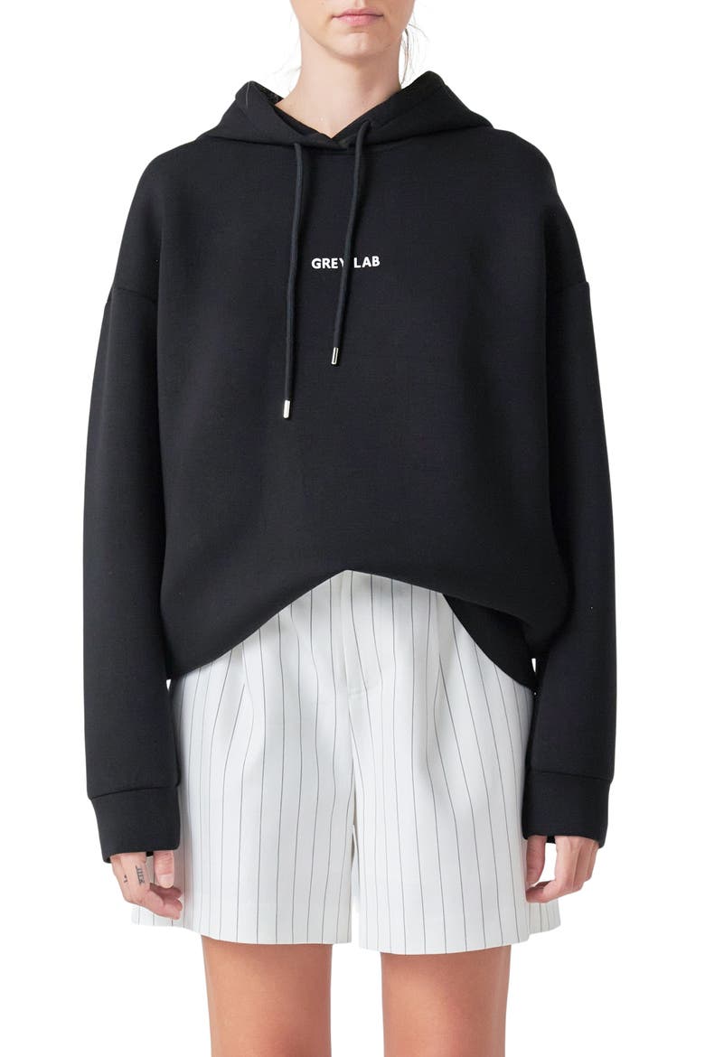 Logo Graphic Hoodie, Main, color, BLACK