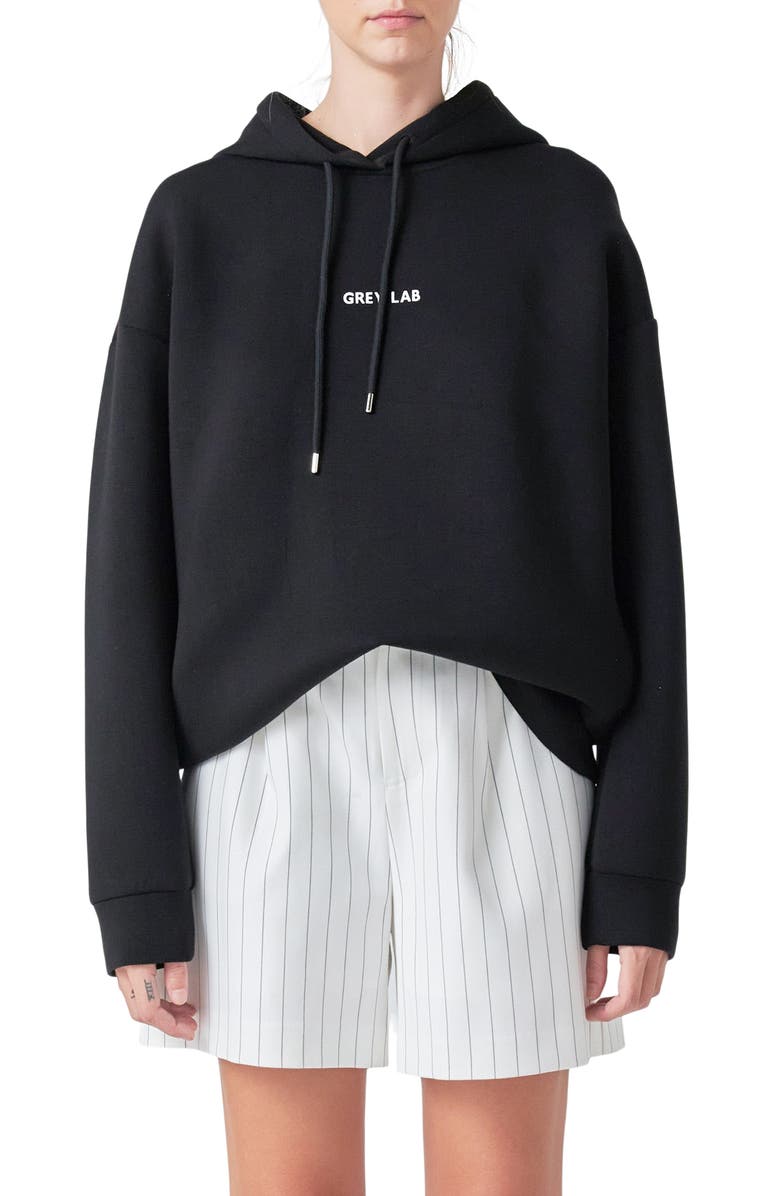 Grey Lab Logo Graphic Hoodie, Main, color, Black