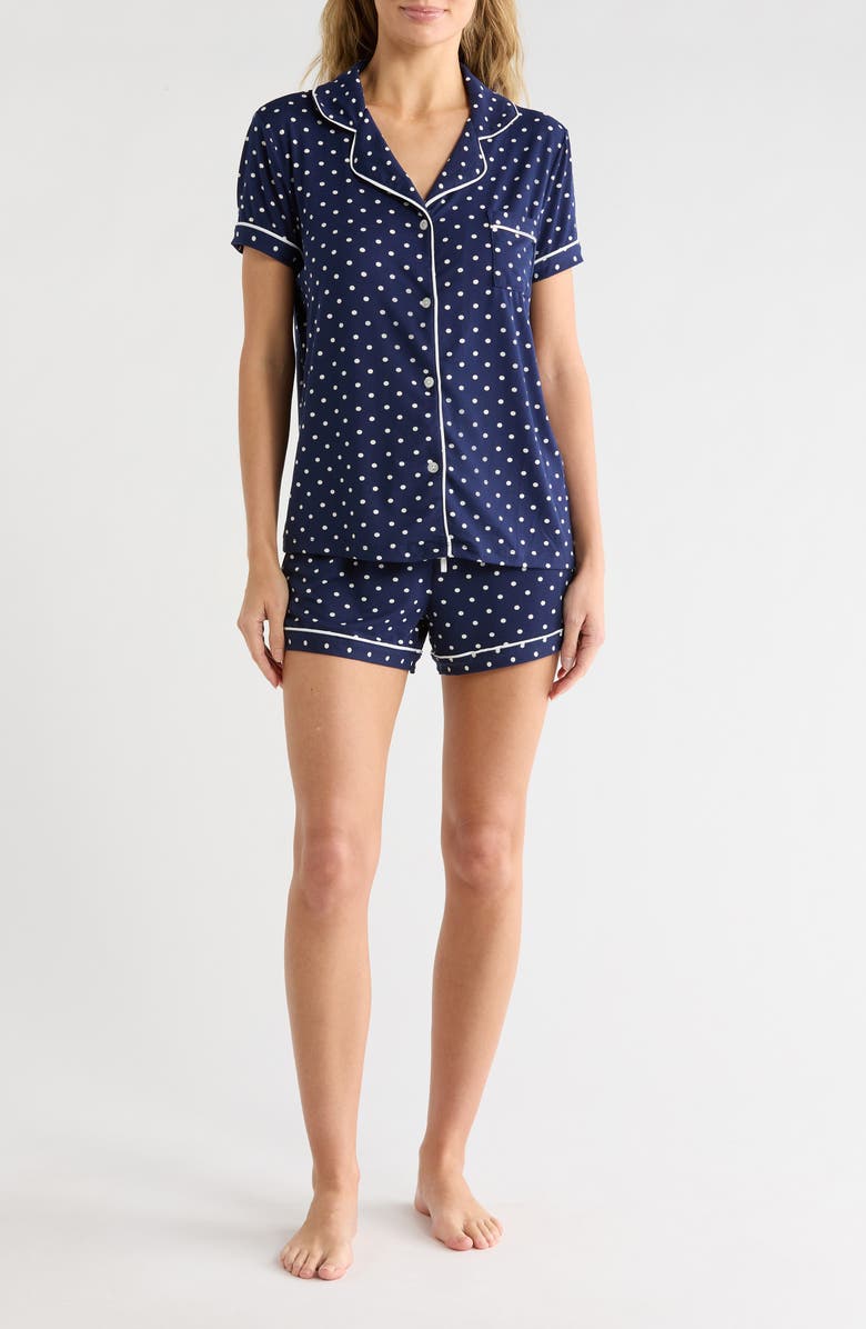 Tart Dixie Button-Up Top & Shorts Pajamas, Main, color, Dot On Peacoat Navy