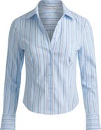 Alice + Olivia Freya Stripe Button-Up Top