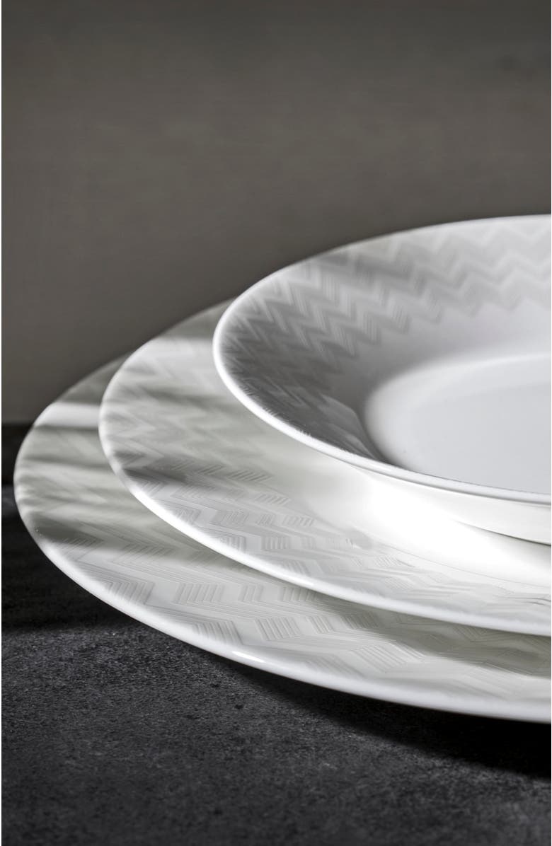 Missoni Home Tableware Bread and Butter Plates ZIG ZAG Set of 6  White diam. 6", Alternate, color, White