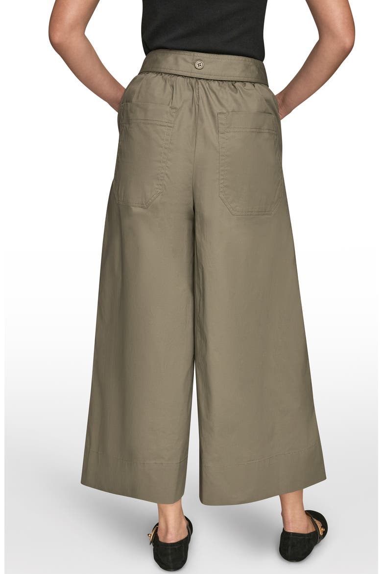 Mid Rise Wide Leg Crop Stretch Cotton Pants, Alternate, color, KHAKI GREE