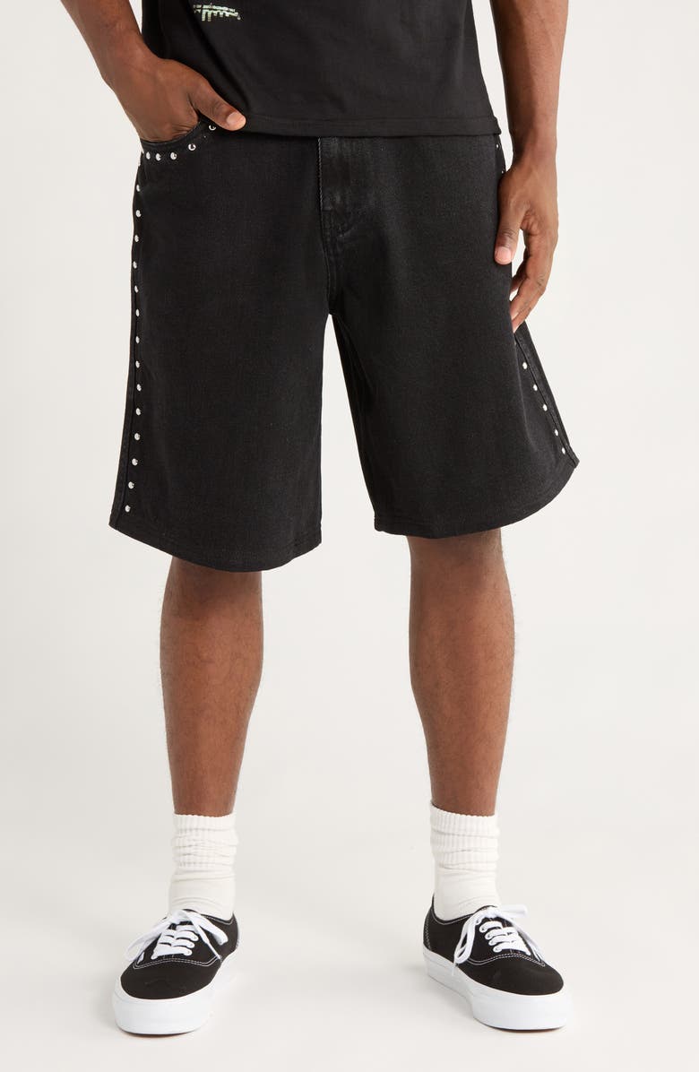 PLEASURES Lucky Stud Jorts, Main, color, Black