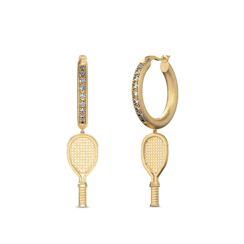 The Tennis Racket Hoop Earring, White Diamond
