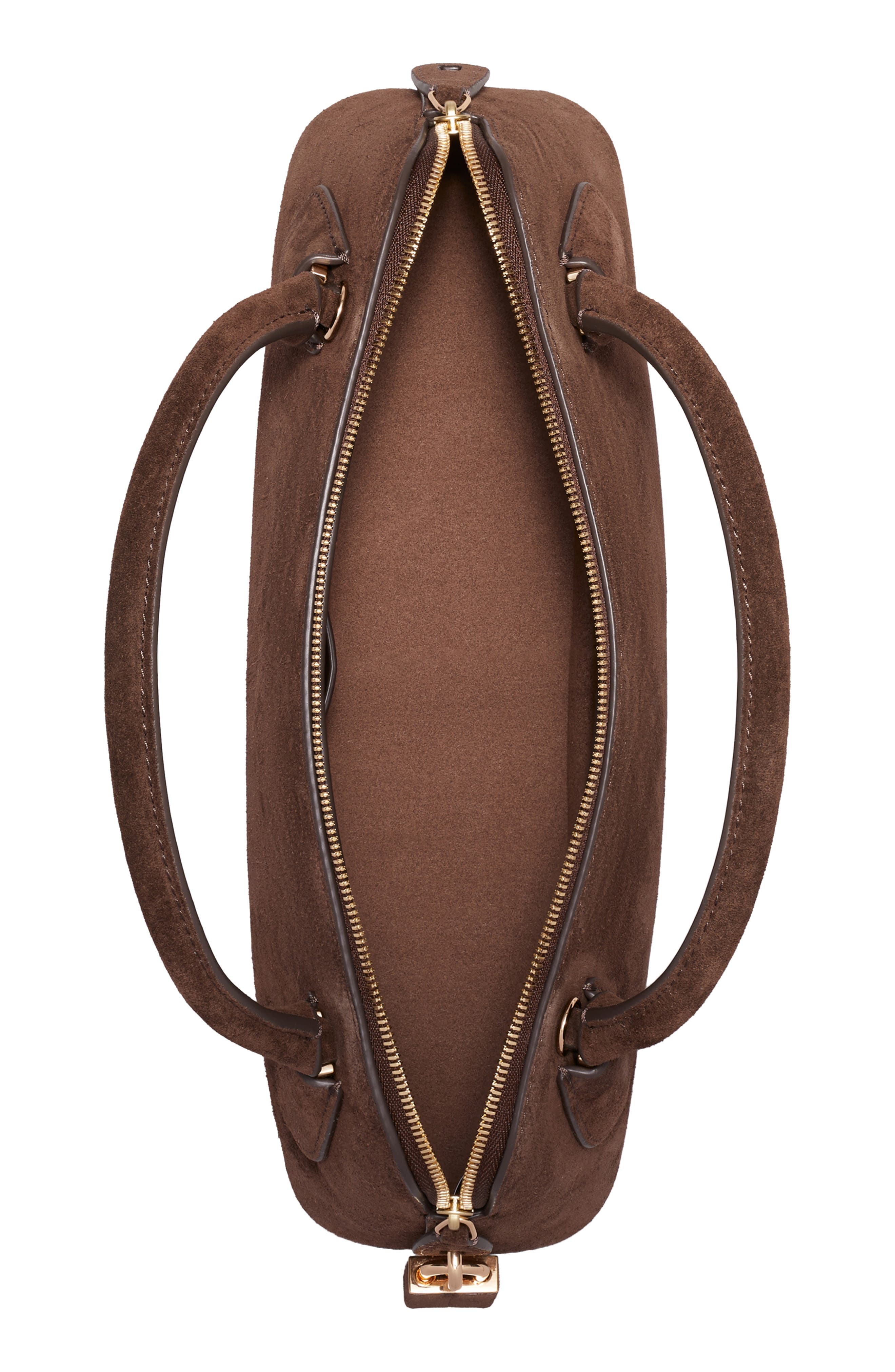 Lock Leather Top Handle Bag, Alternate, color, DARK COCOA