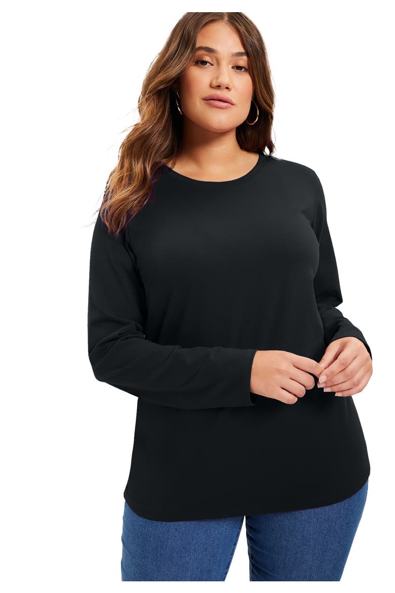 Long Sleeve Crewneck One + Only Tee, Main, color, BLACK
