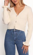 Petal & Pup Zana Ruffle Cuff Crop Rib Cardigan