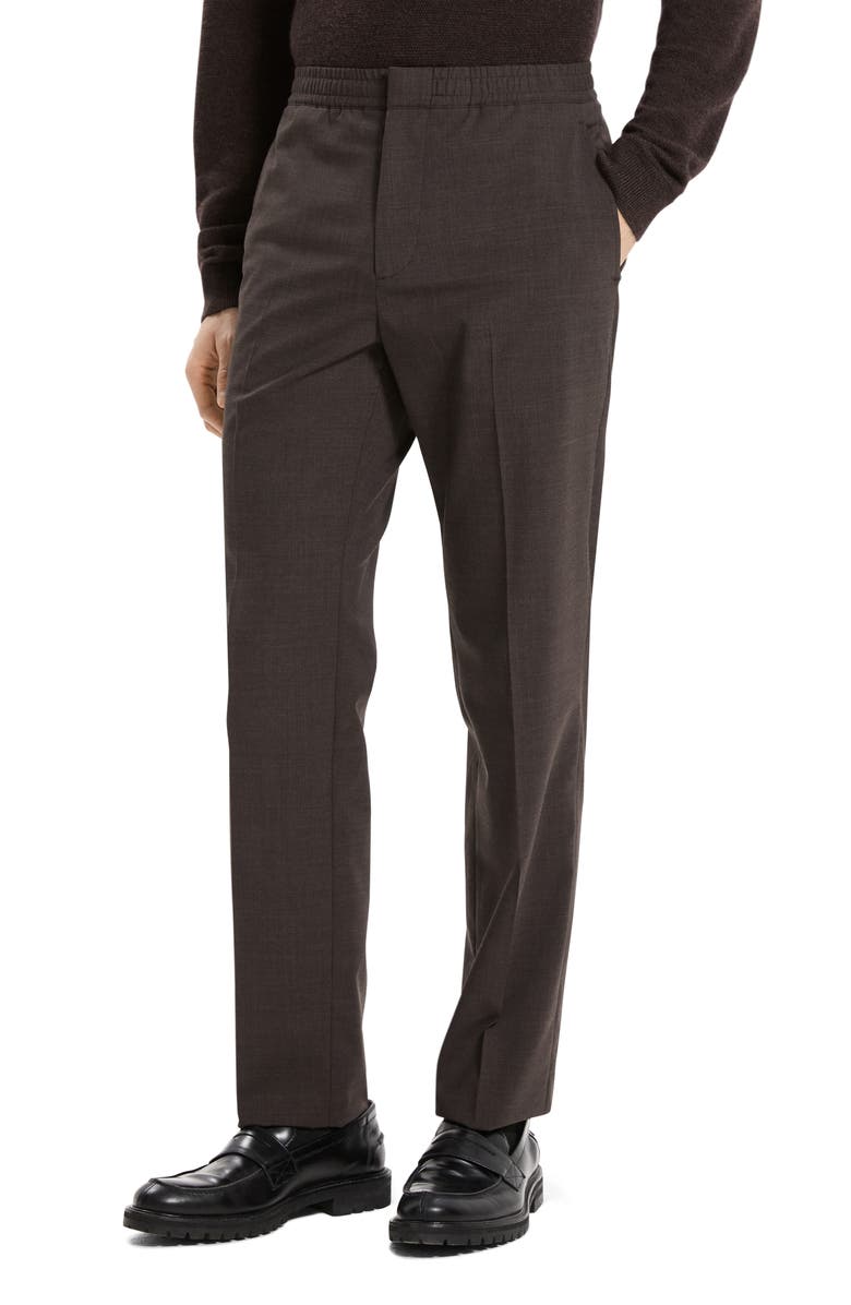 Theory Curtis Motion Wool Blend Pants, Alternate, color, Brownwood Melange