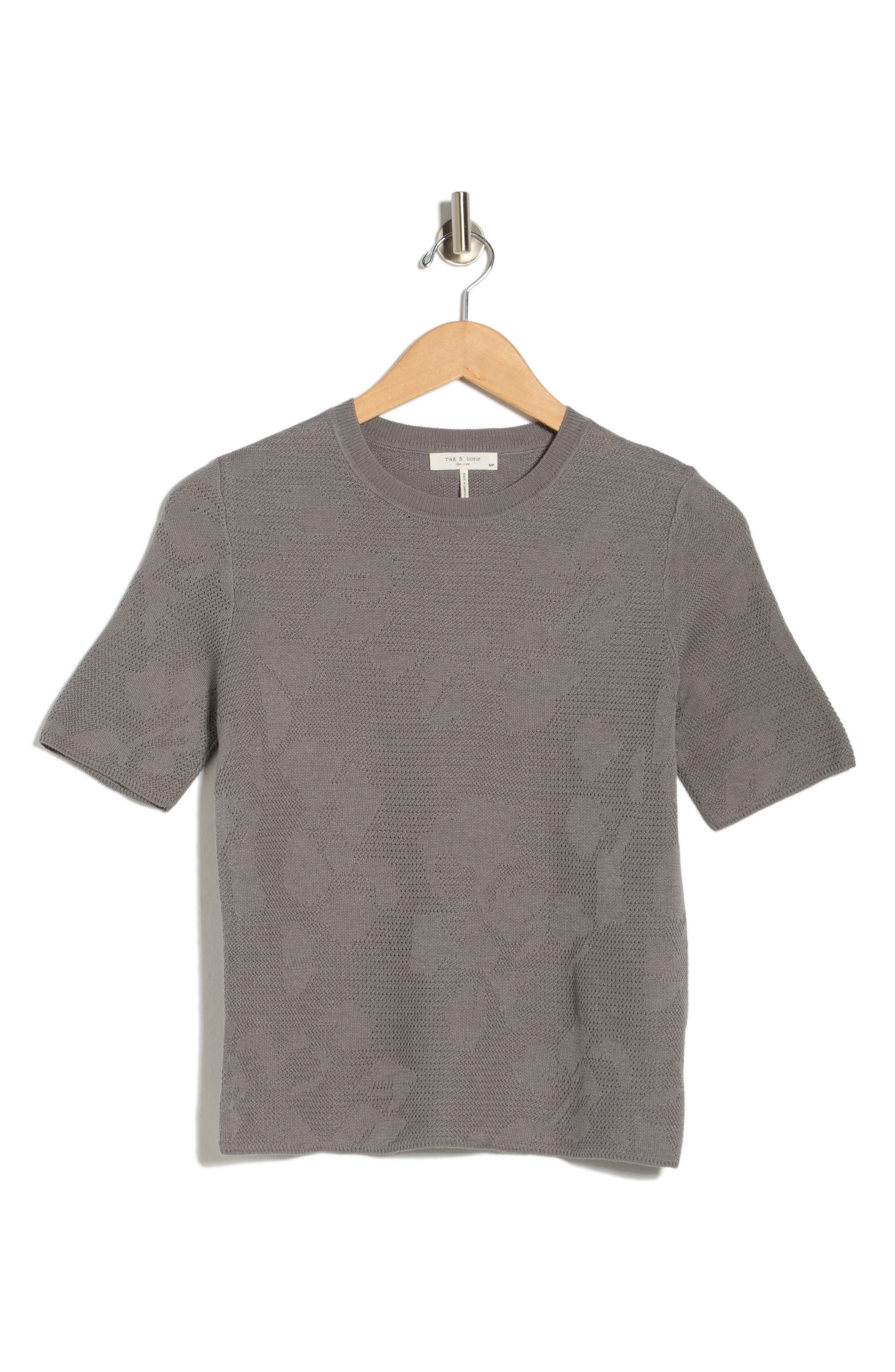 rag & bone Pam Short Sleeve Cotton Jacquard Sweater
