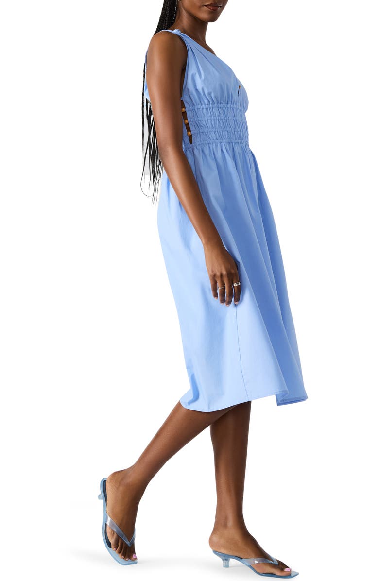 Steve Madden Kassie Bead Detail Smock Waist Cotton Midi Dress, Alternate, color, Aurora Blue
