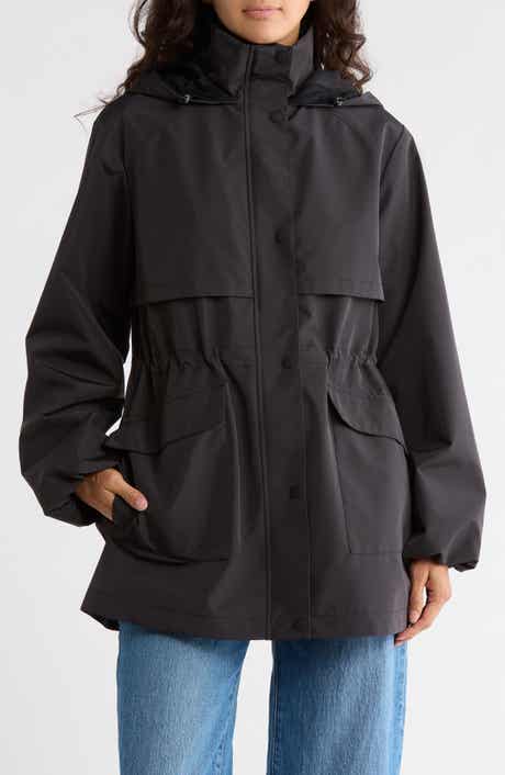 Bernardo Hooded Long Raincoat