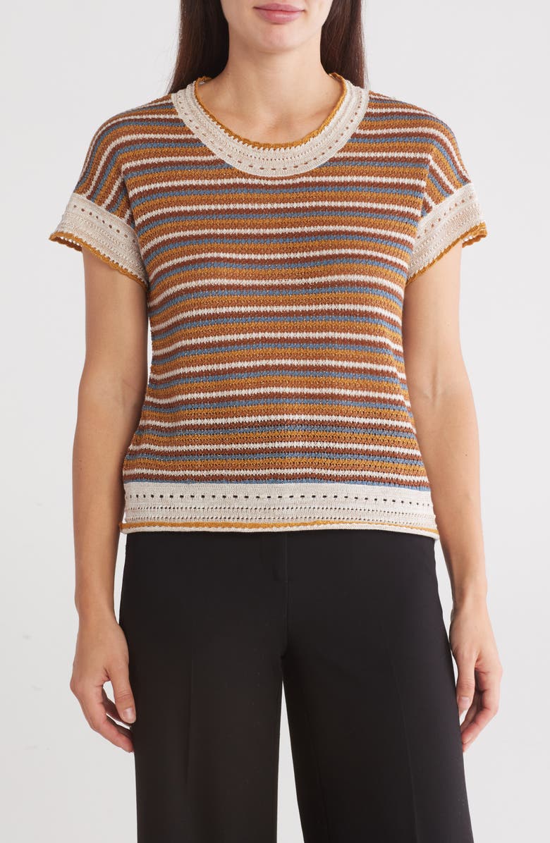 DR2 by Daniel Rainn Lurex Stripe Sweater T-Shirt, Main, color, 