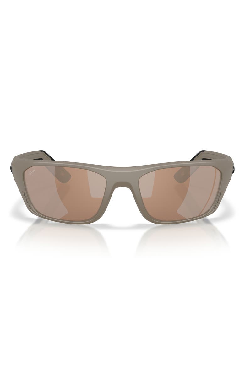 Costa Del Mar Whitetip Pro 57mm Polarized Rectangular Sunglasses, Main, color, Sand / Copper Silver 580G