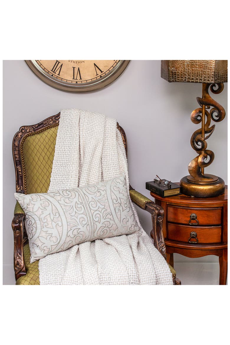 Fleura Embroidered Throw Pillow, Alternate, color, BEIGE