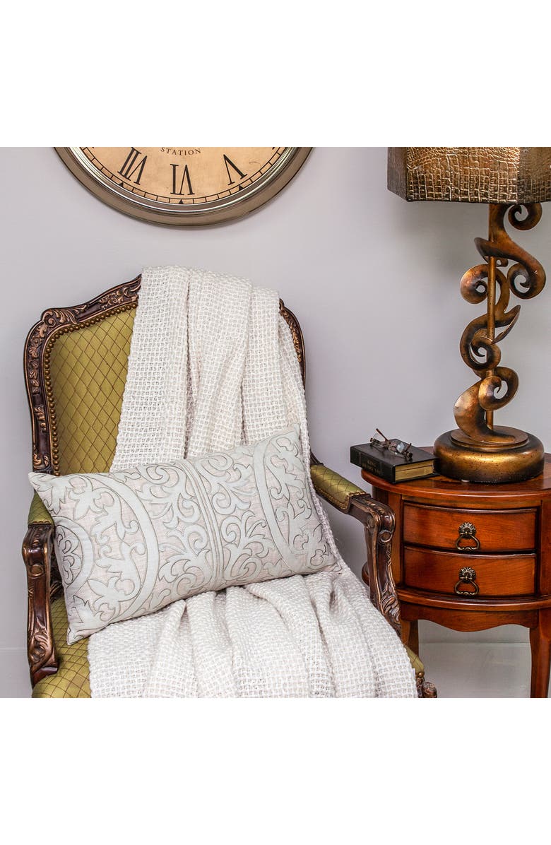 PARKLAND COLLECTION Fleura Embroidered Throw Pillow, Alternate, color, Beige