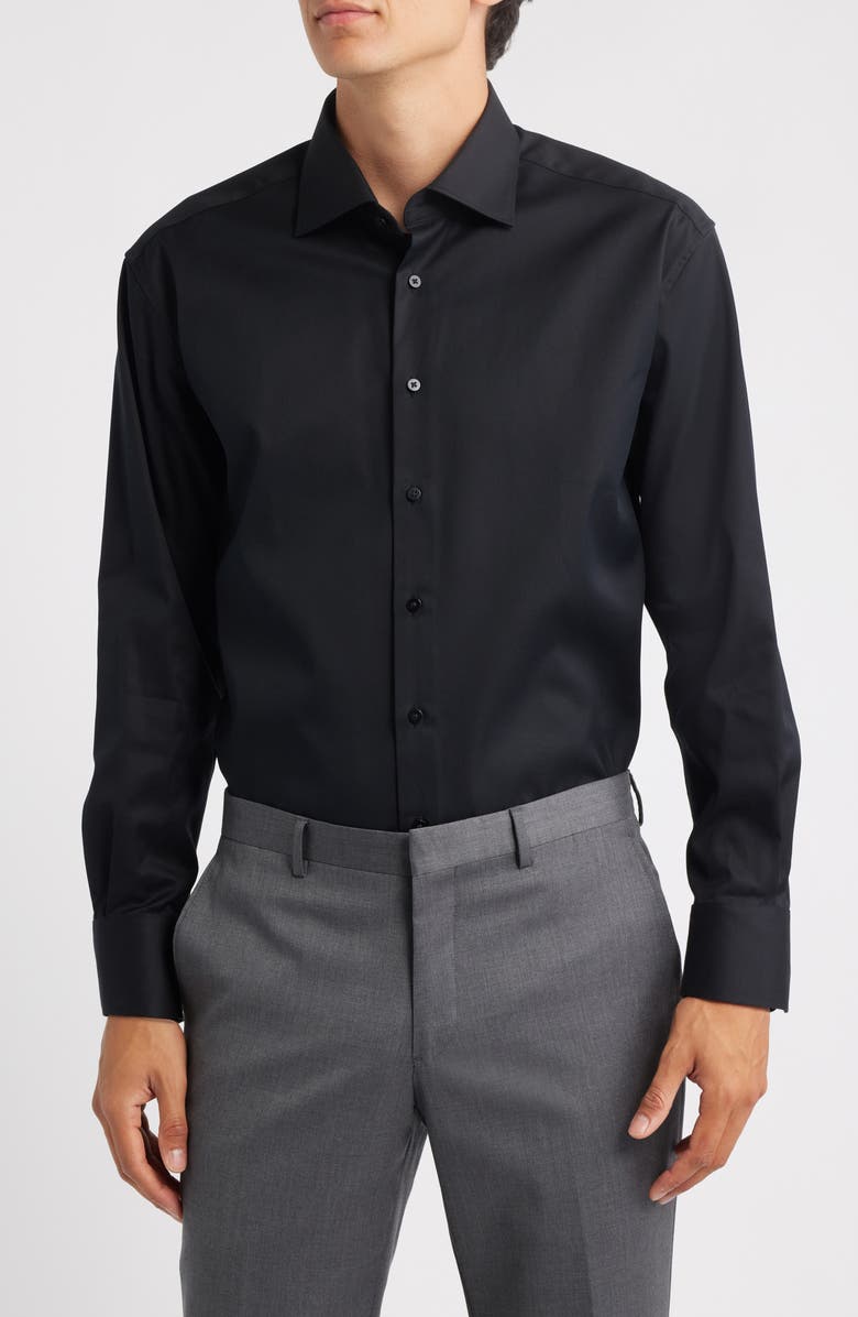Eterna Cover Modern Fit Non-Iron Cotton Cover Shirt, Main, color, Black