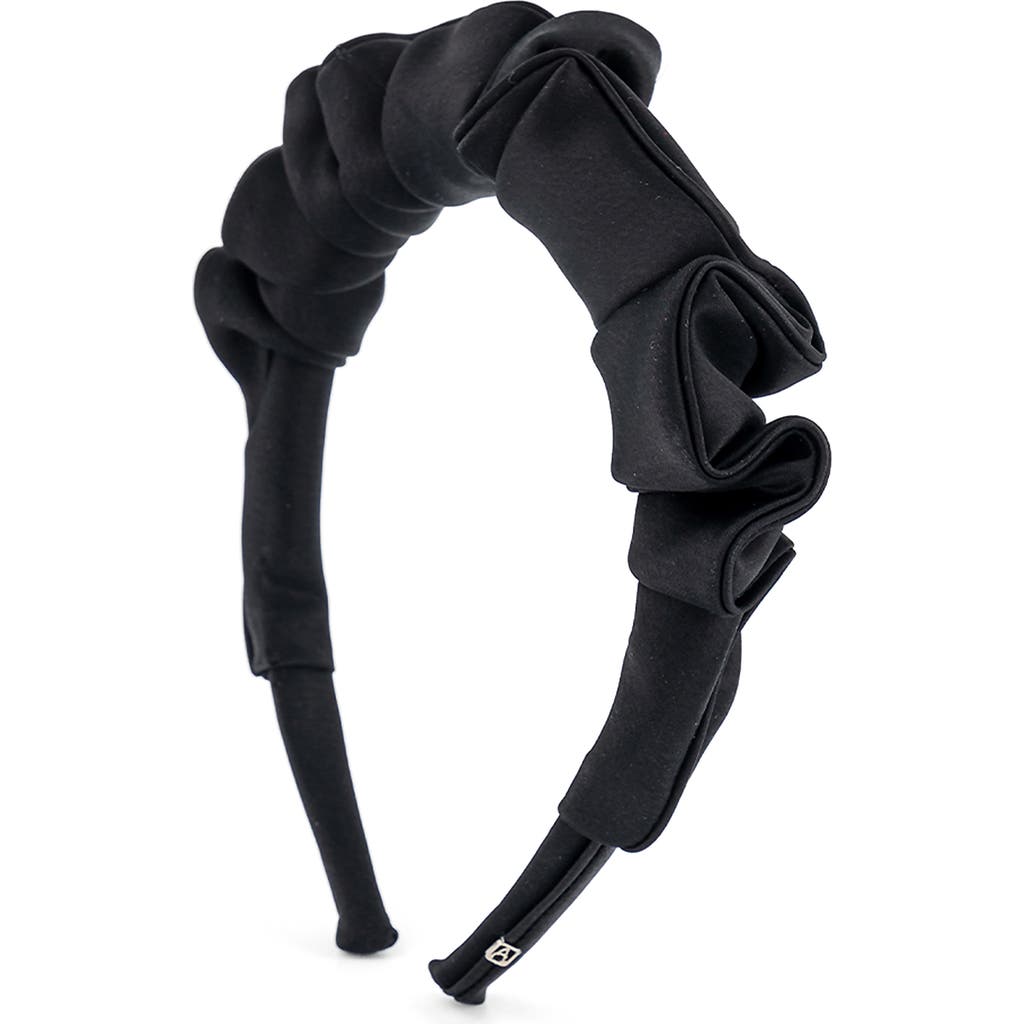 Shop Alexandre De Paris Gathered Satin Headband In Black