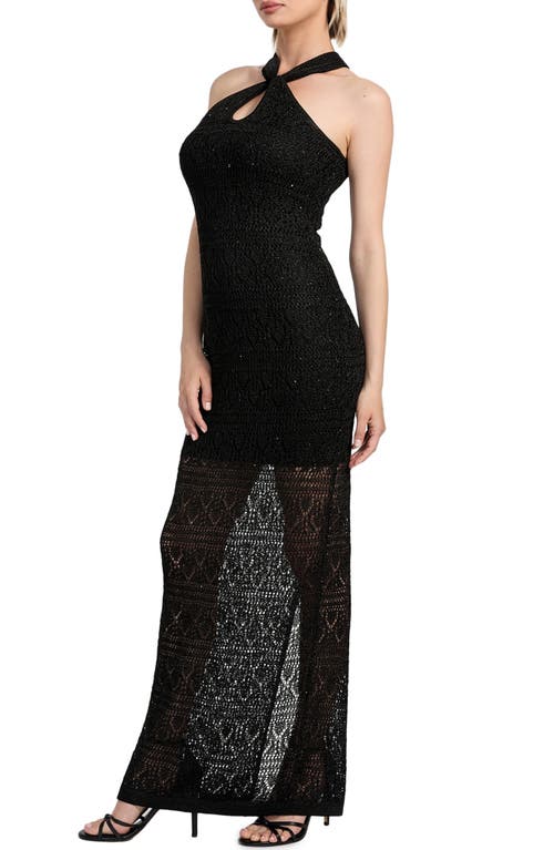 Guess Cynthia Sequin Keyhole Maxi Dress In Black