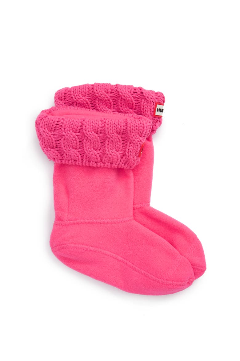 Cable Knit Cuff Welly Boot Socks, Main, color, ION PINK