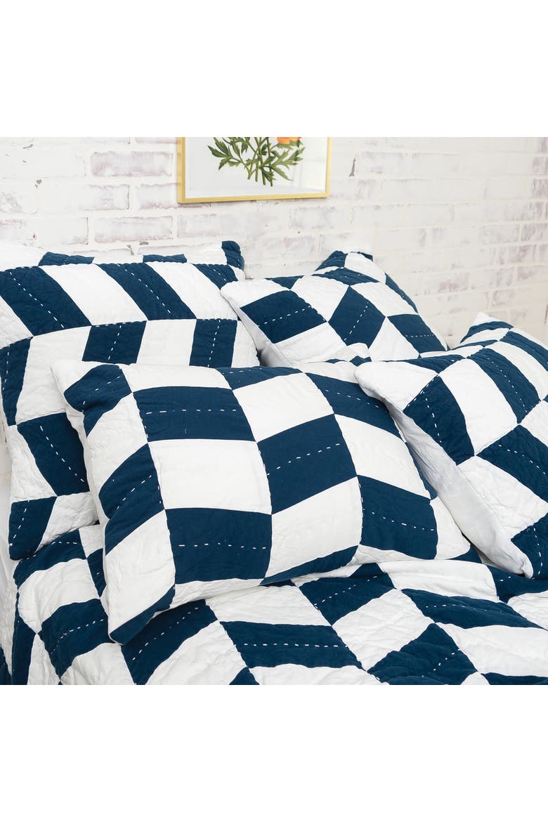 Herringbone Patch Indigo Quilt, Alternate, color, Blue