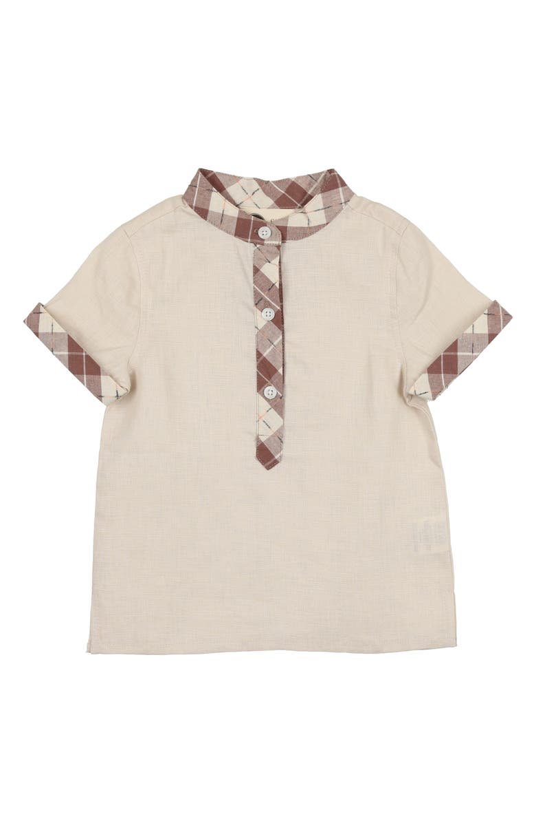 Manière Kids' Slub Cotton Blend Henley, Main, color, Brown