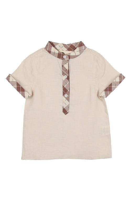 Maniere Manière Kids' Slub Cotton Blend Henley In Neutral