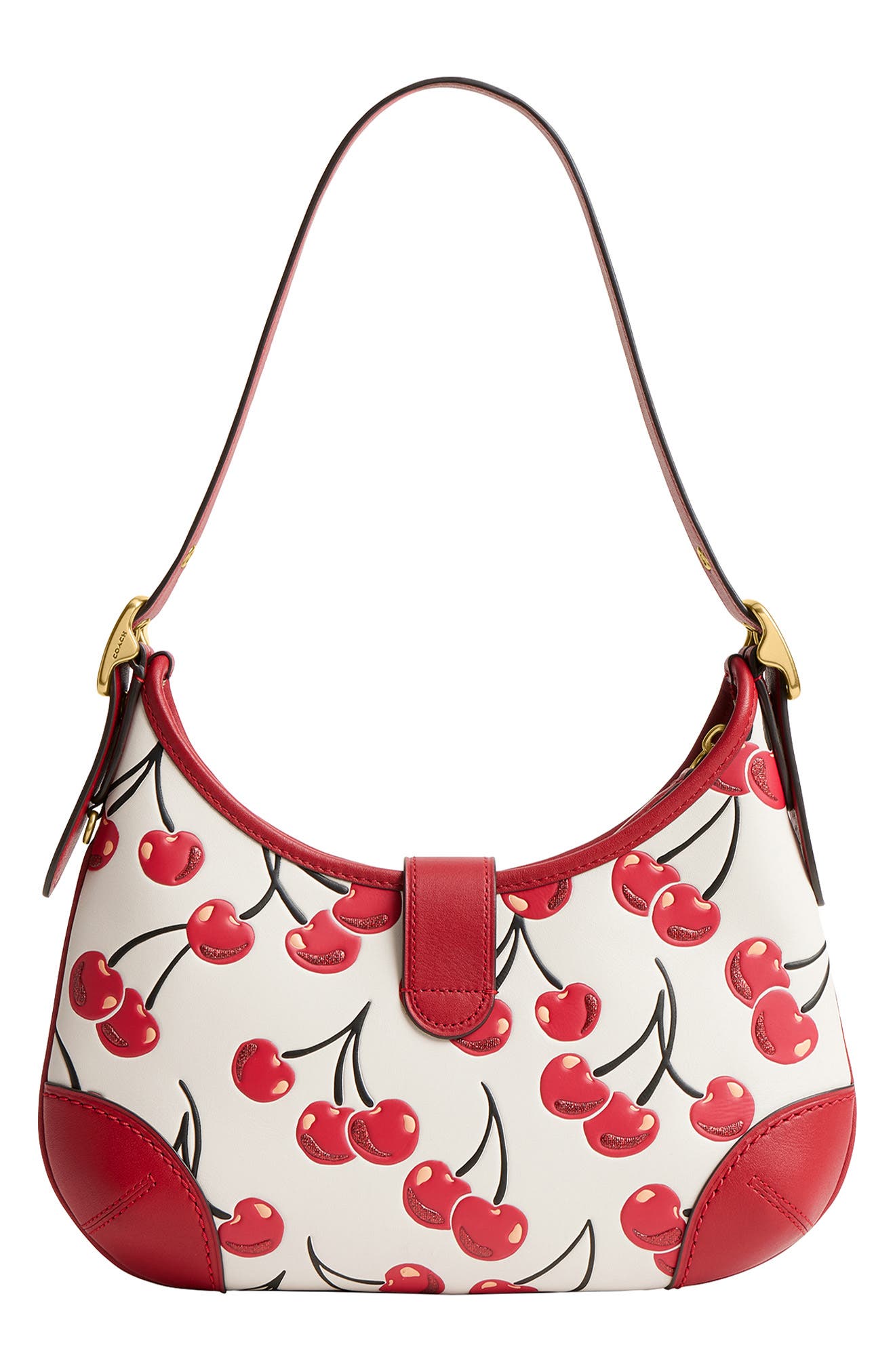 COACH Hamptons Hobo Bag With Cherry Print, Alternate, color, 