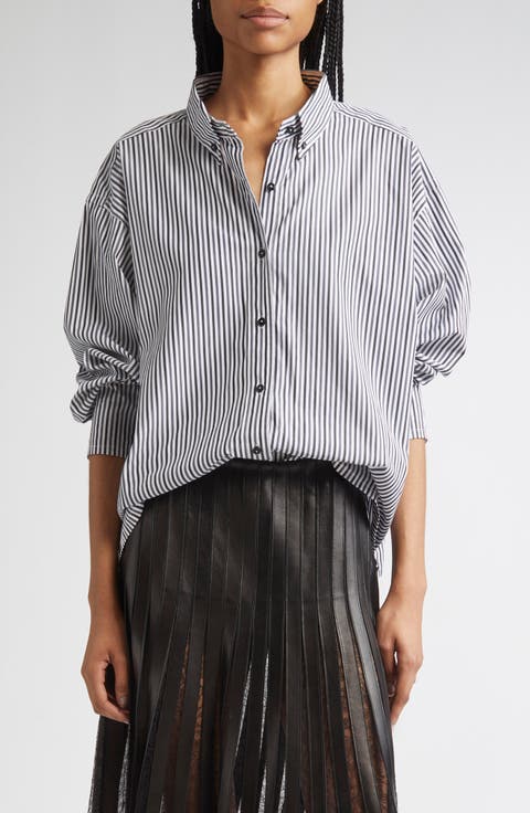 The Javi Stripe Boxy Cotton Poplin Button-Down Shirt