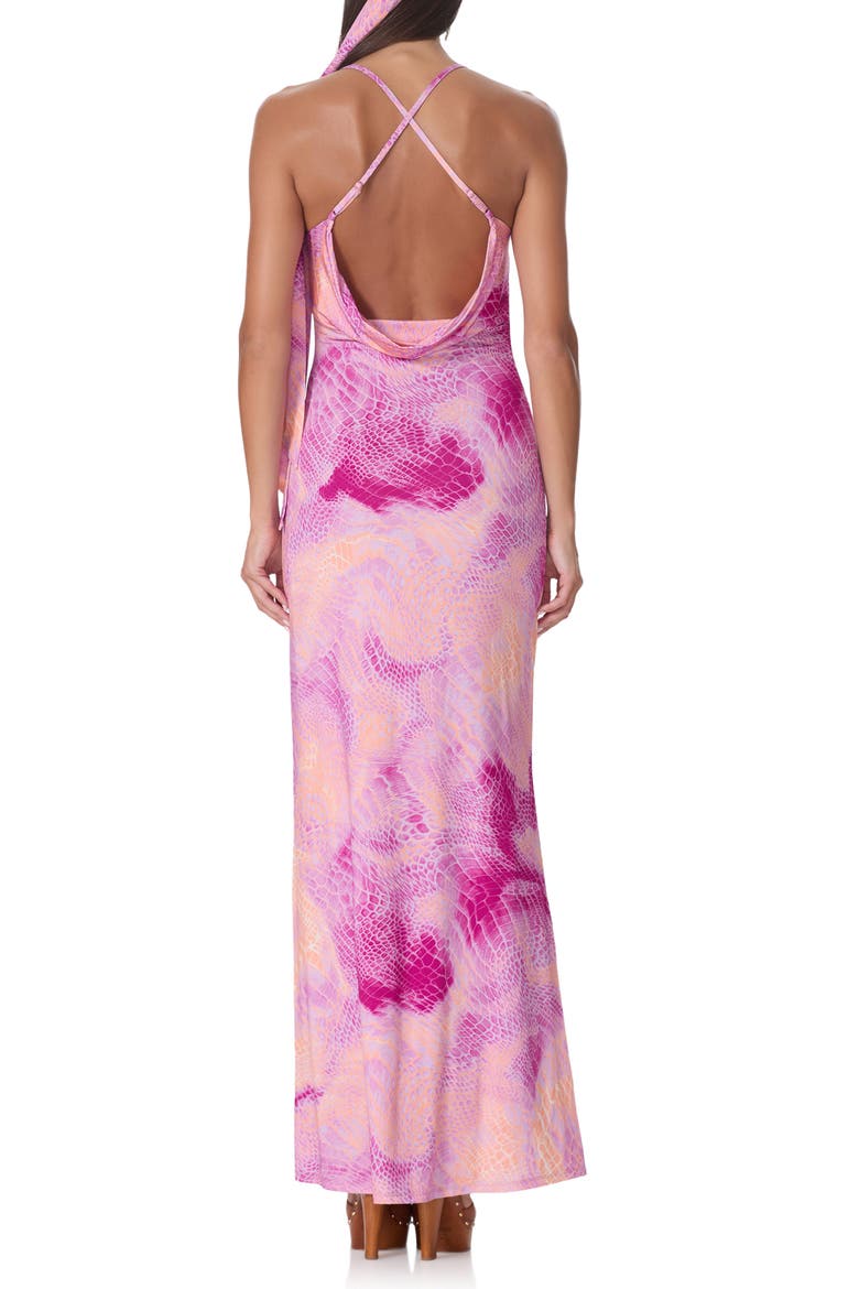 Kim Snakeskin Print Maxi Dress and Scarf Set, Alternate, color, LAVENDAR SNAKE