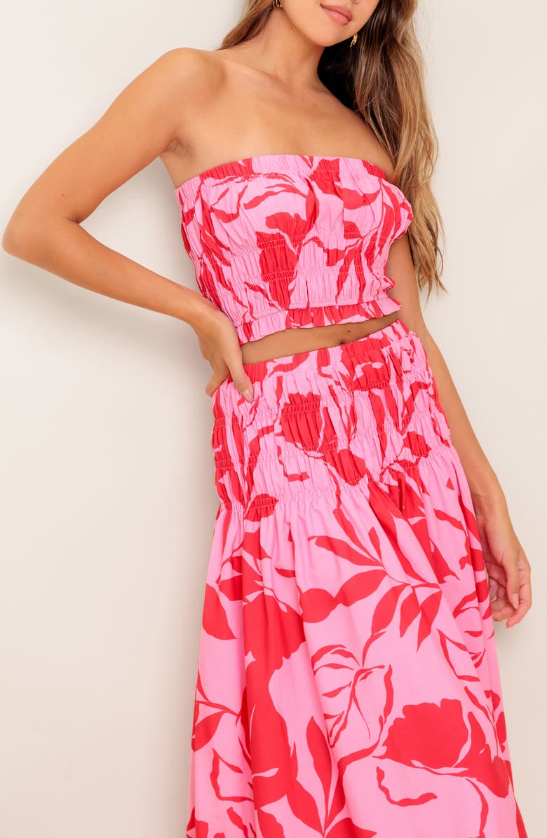 FLYING TOMATO Print Tube Top & Maxi Skirt Set, Alternate, color, 