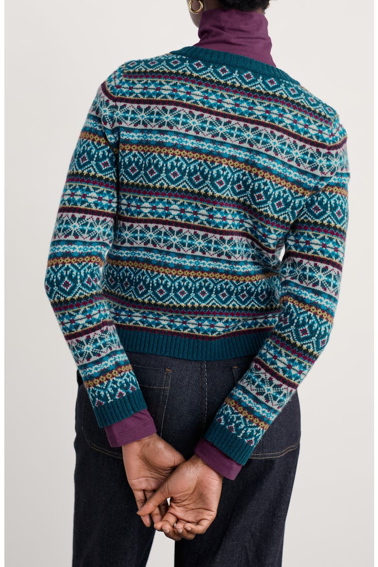 Percella Cove Fair Isle Merino Wool Blend Cardigan, Alternate, color, KNIT OPEN GARDEN MULTI