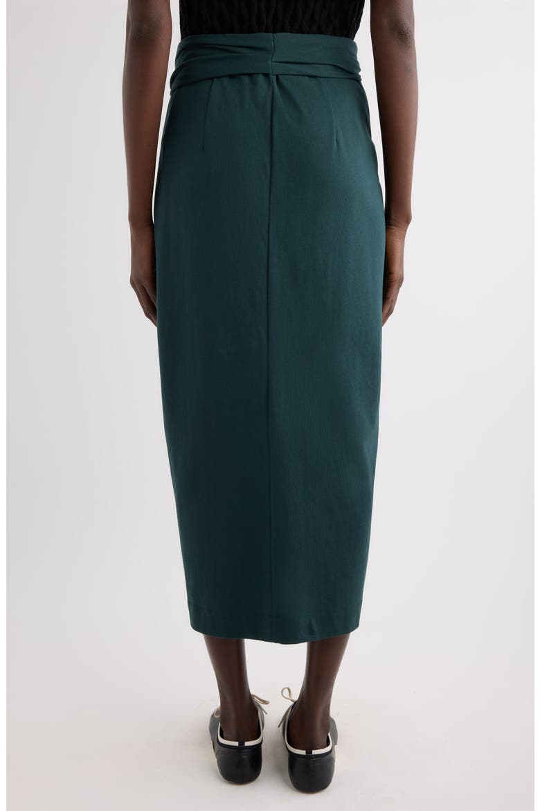 Twist Front Cotton Jersey Midi Skirt, Alternate, color, DARK GREEN