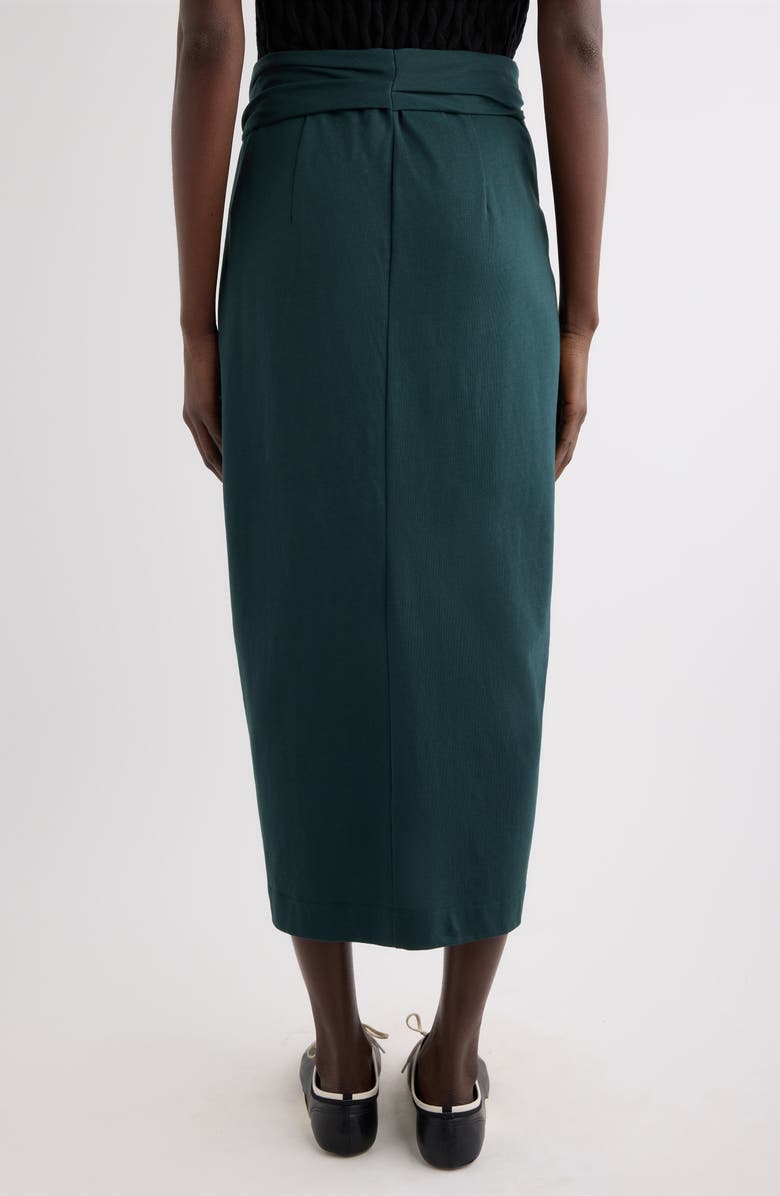 Dries Van Noten Twist Front Cotton Jersey Midi Skirt, Alternate, color, Dark Green