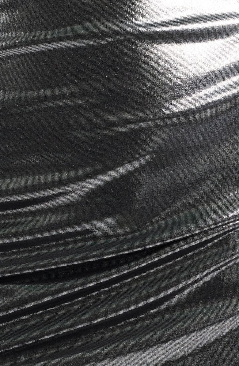 BOSS Orange Crystal Ruched Lamé Minidress, Alternate, color, Open Grey