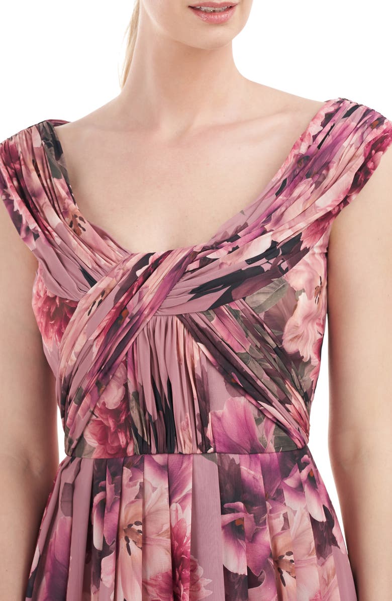 Kay Unger Dawson Floral Chiffon Gown, Alternate, color, 