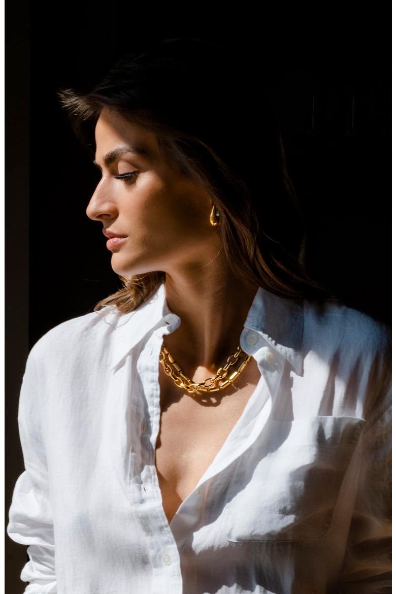 Double Link Necklace, Alternate, color, 14K GOLD