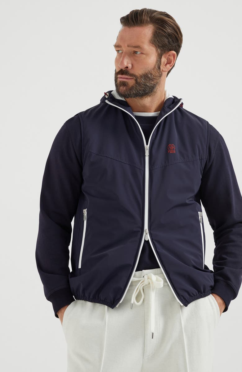 Brunello Cucinelli Nylon vest with padding, Alternate, color, Navy Blue