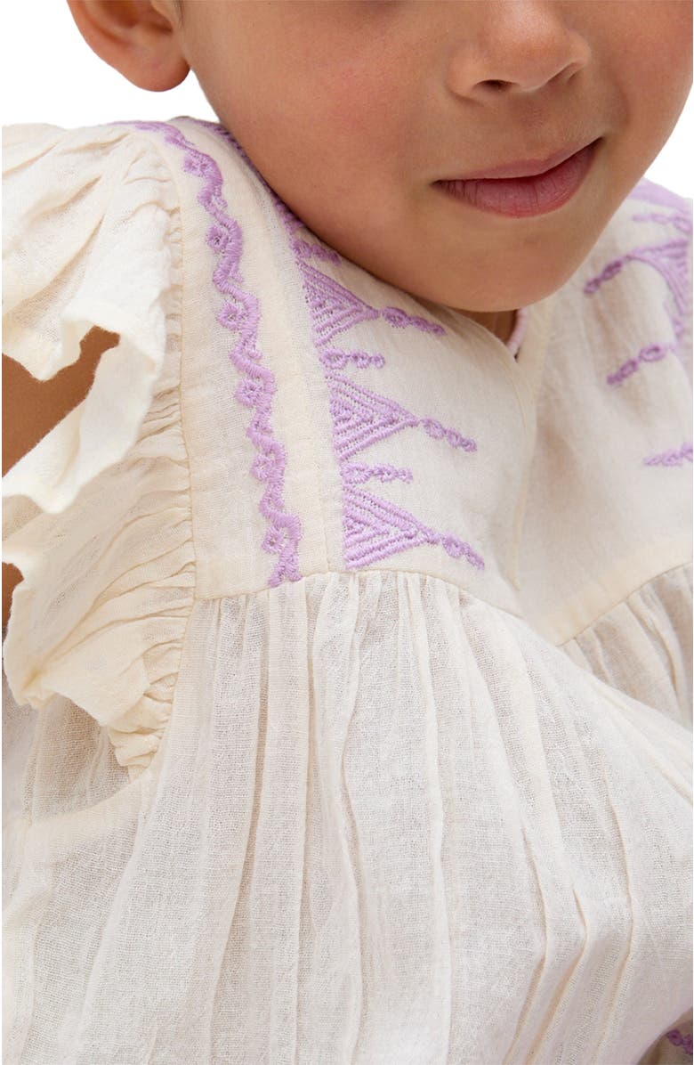 Raffya Kids Mariana Flutter Sleeve Embroidered Blouse, Alternate, color, Ecru