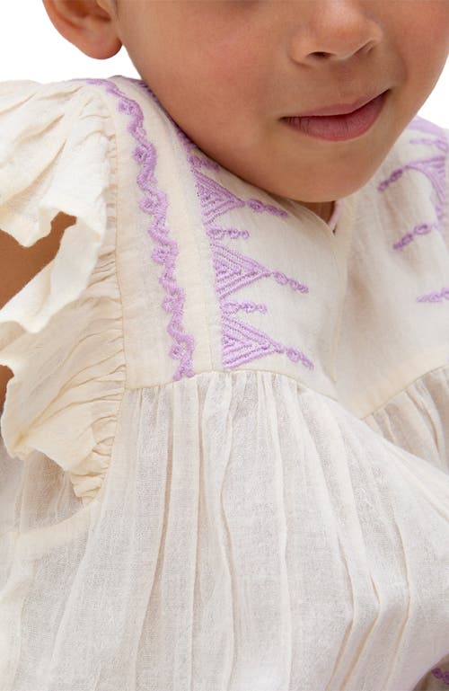 Raffya Kids Mariana Flutter Sleeve Embroidered Blouse In White